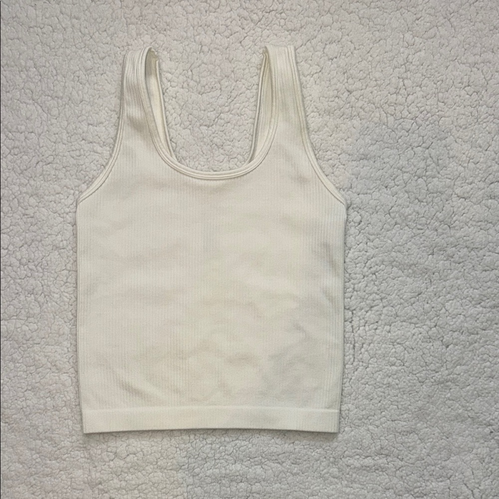 Women's White Ribbed Tank Top